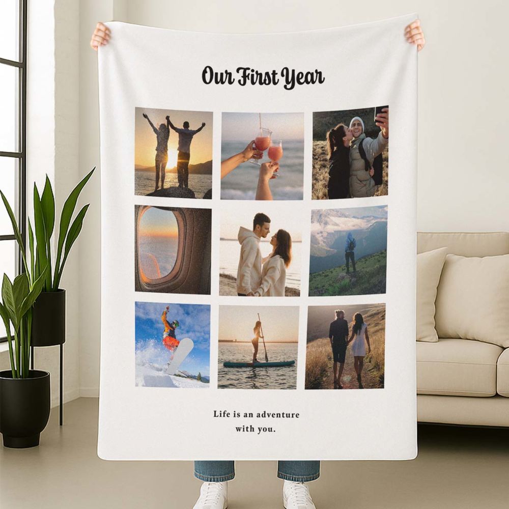 Personalisierbare Decke mit Foto und Text