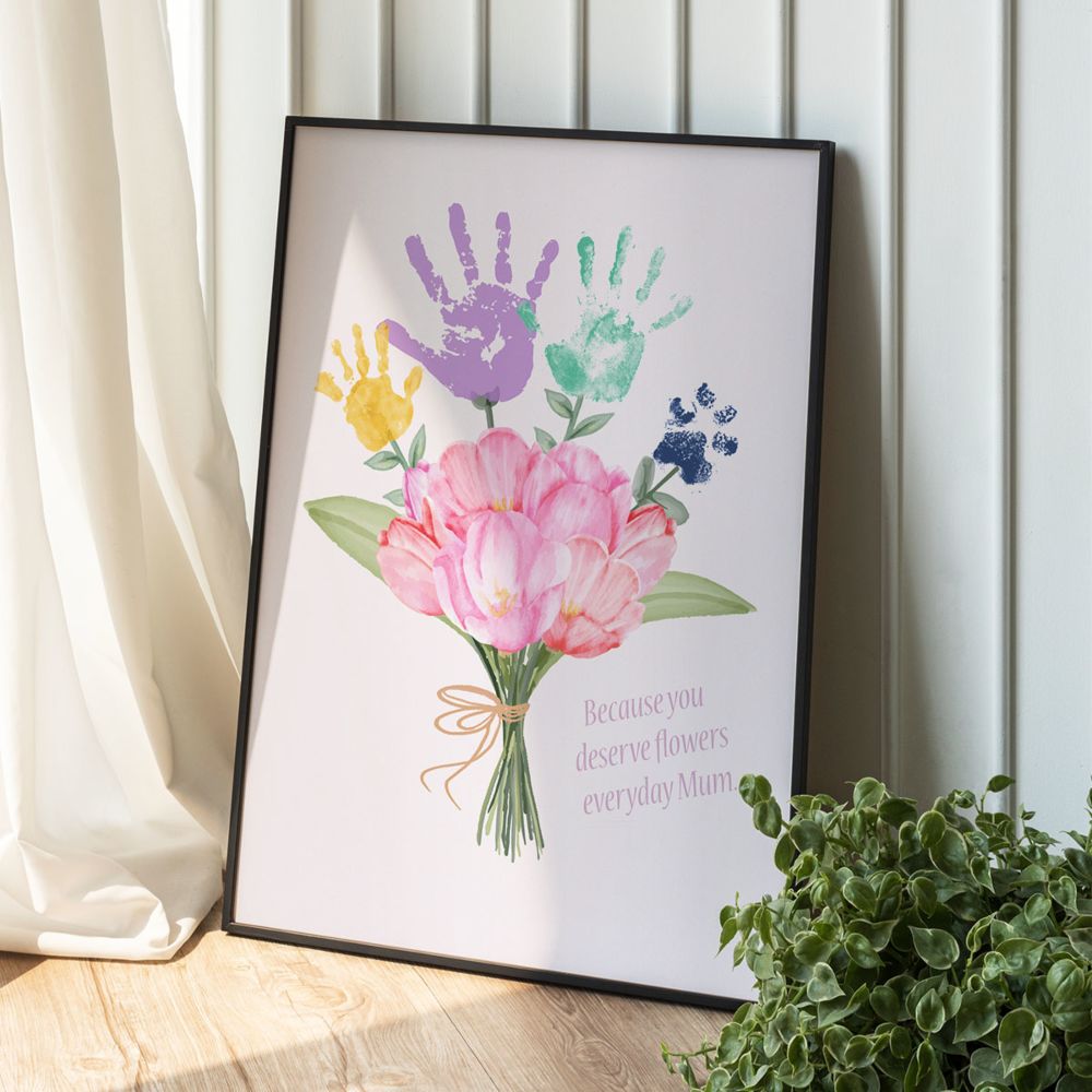Personalisierbares Poster Blumenstrauß mit Handabdruck
