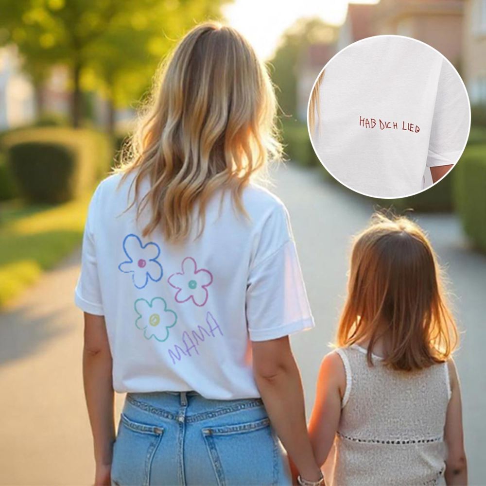 Personalisierbares T-Shirt mit deiner Zeichnung vorne und hinten