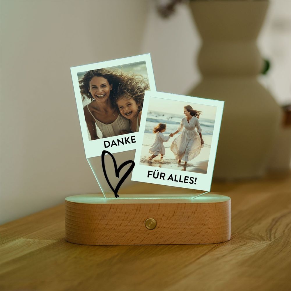 Personalisierbare LED-Lampe im Polaroid-Design