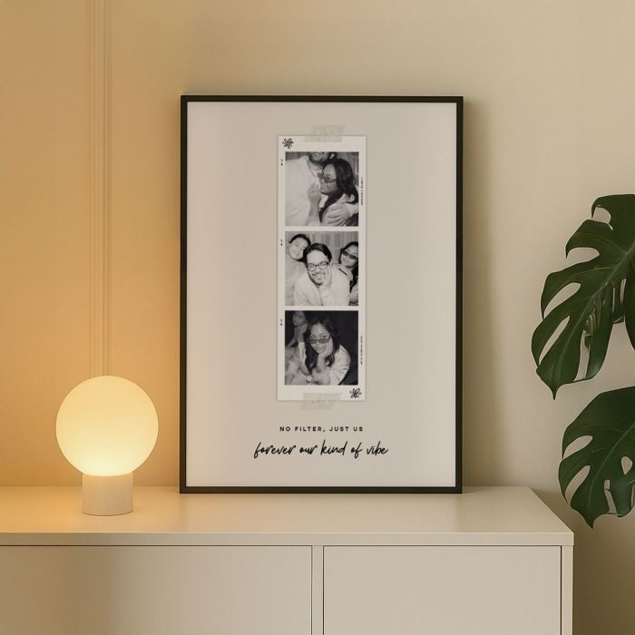 Personalisierbares Poster mit Fotostreifen und Text 