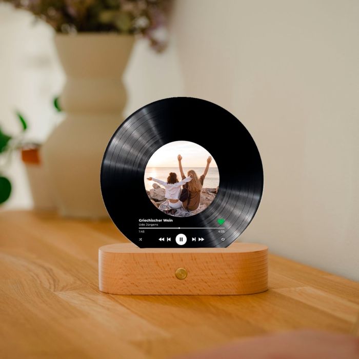 Personalisierbare LED-Lampe Schallplatte