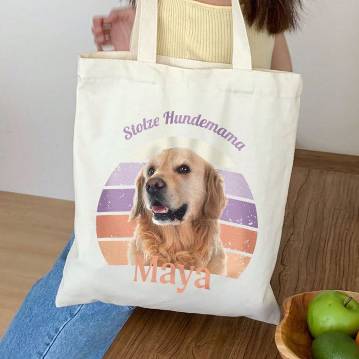 Personalisierbarer Retro-Jutebeutel mit Haustier