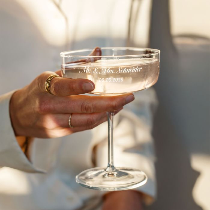 Personalisierbare Champagnerschale mit Text